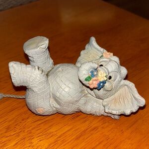 Rare Vintage 1996 Enesco Baby Elephant Figurine with Flower Basket by Kathy Wise